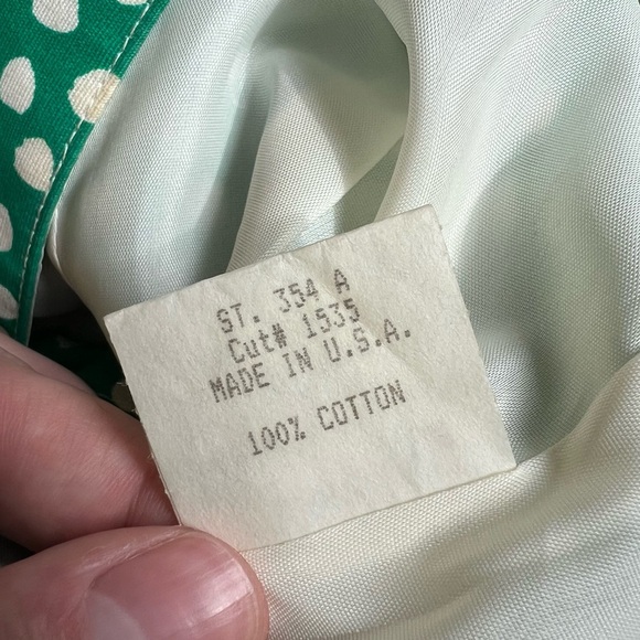 Vintage 80s Abstract Polka Dot Button Cross Back Square Neck Midi Dress Size 8 - Picture 7 of 7